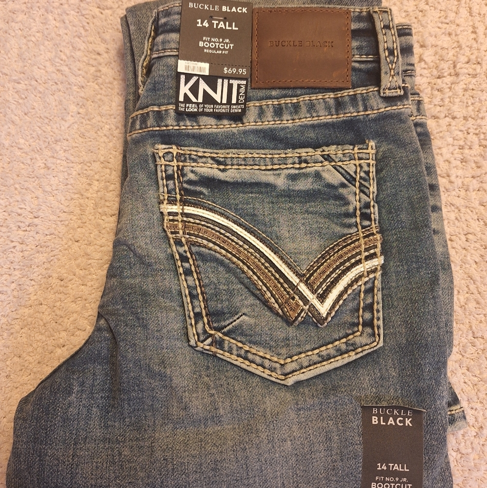 Buckle Black Kids Bootcut Jeans in Dark Blue Wash